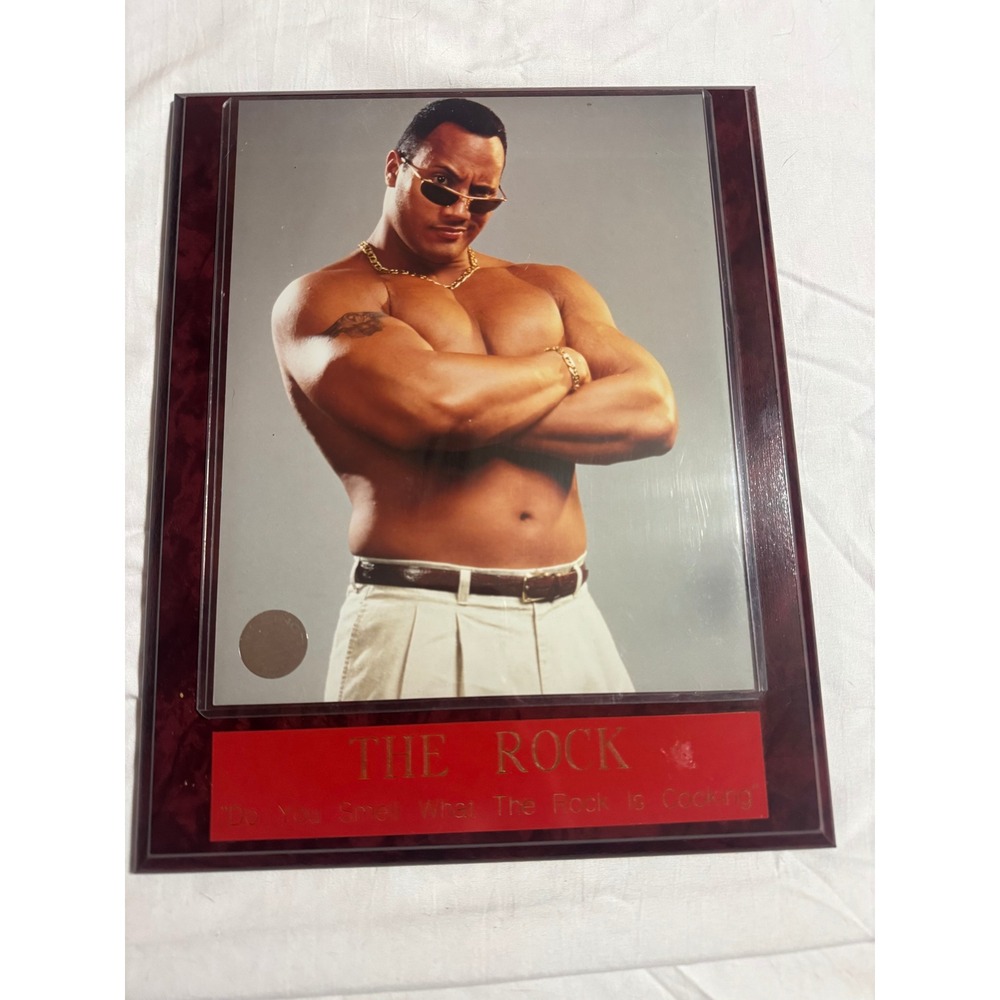 Vintage WWE The Rock Dwayne Johnson Plaque Do You Smell What The Rock Is Cooking